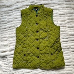 J. Jill Heritage Quilted Green and Teal Button Down Vest M